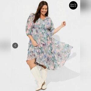 Torrid Floral Print Dress with Pink and Gray